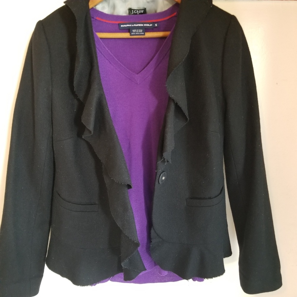 🐞J Crew wool blend blazer with ruffles Sz 4